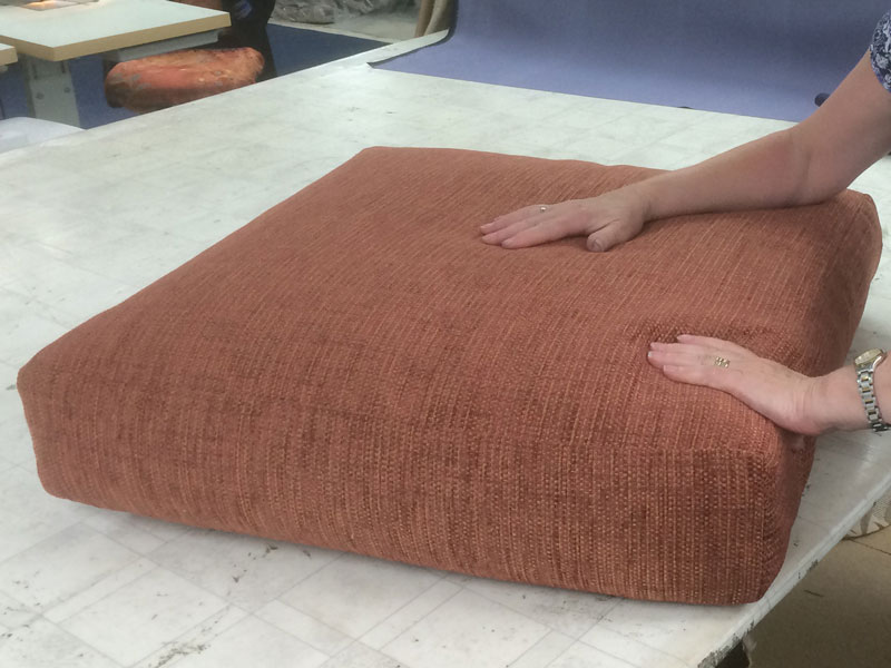 Filled with new foam and fibre, the original furniture cushion has been restored to it's original new state