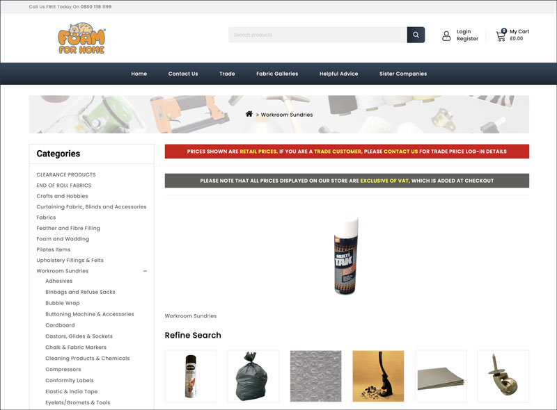 foamforhomestore.co.uk example category page