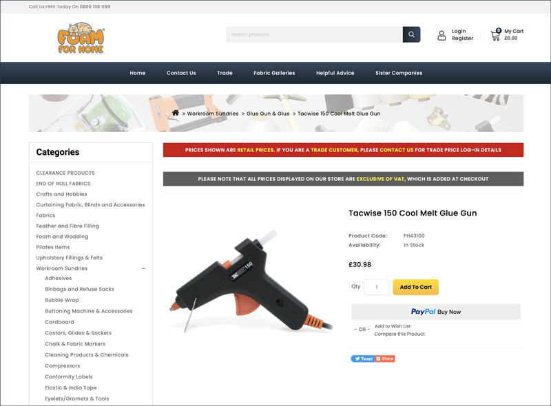 foamforhomestore.co.uk example product page