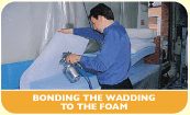 Bonding polyester wrap to a foam cushion